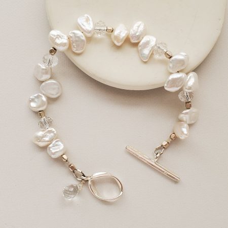 White keshi pearl bracelet handmade by Carrie Whelan Designs