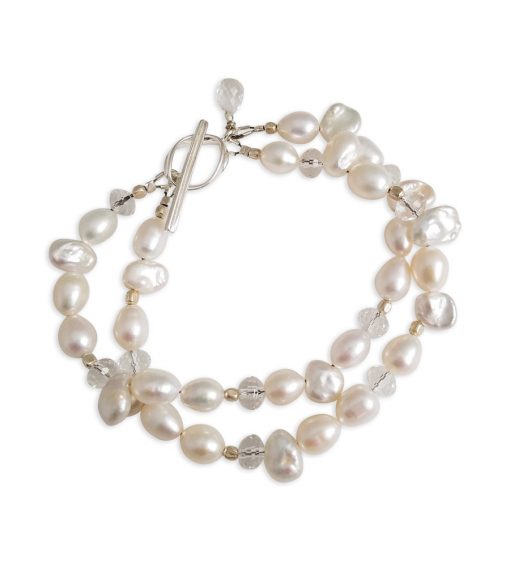 white layered pearl bracelet handcrafted by Carrie Whelan Designs