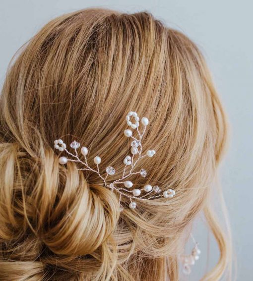 Pearl branch hair pin handcrafted by Carrie Whelan Designs