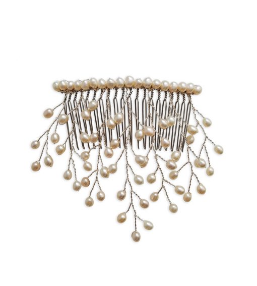Freshwater pearl bridal hair comb handmade by Carrie Whelan Designs