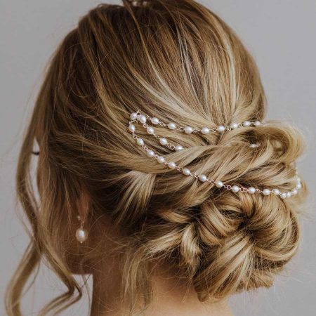 Pearl bridal hair chains for weddings by Carrie Whelan Designs