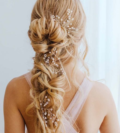 pearl bridal hair pin handmade by Carrie Whelan Designs