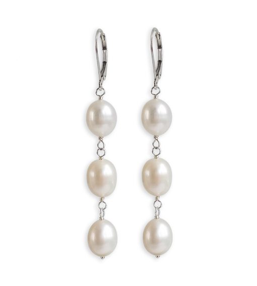 Triple Drop Pearl Earrings handcrafted in sterling silver by Carrie Whelan Designs