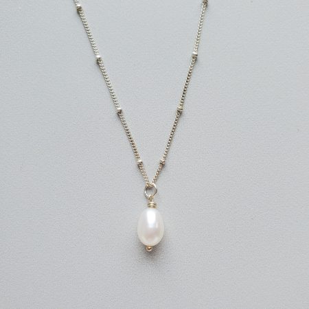 Dainty pearl necklace in silver handcrafted by Carrie Whelan Designs