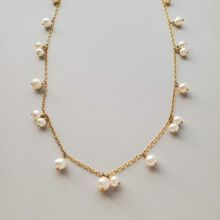 Freshwater pearl cluster necklace in 14kt gold fill by Carrie Whelan Designs
