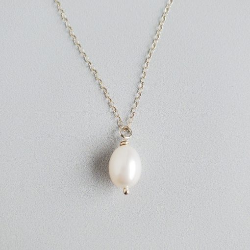 Freshwater pearl pendant necklace handcrafted in sterling silver by Carrie Whelan Designs