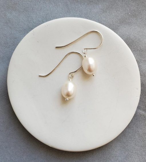 Handcrafted large freshwater pearl drop earrings by Carrie Whelan Designs