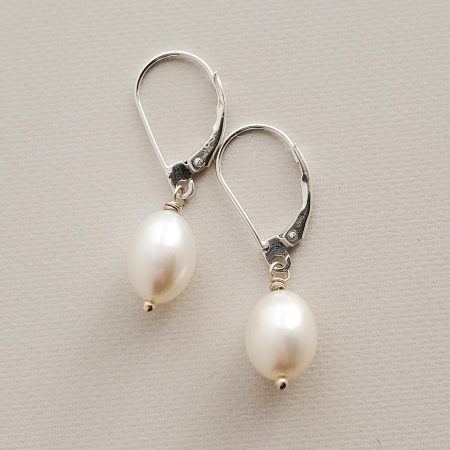Handcrafted large pearl drop earrings by Carrie Whelan Designs