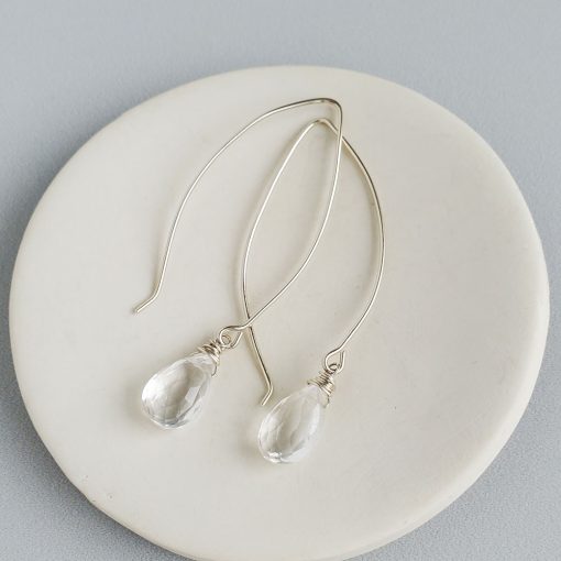 Long dangle quartz silver earrings from Carrie Whelan Designs