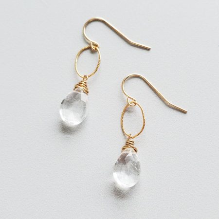 crystal quartz drop earrings in 14kt gold fill handmade by Carrie Whelan Designs