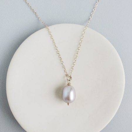 Silver pearl necklace in sterling silver by Carrie Whelan Designs