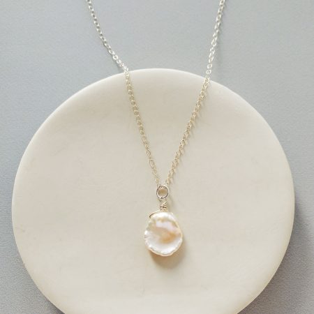 keshi pearl pendant necklace in sterling silver by Carrie Whelan Designs