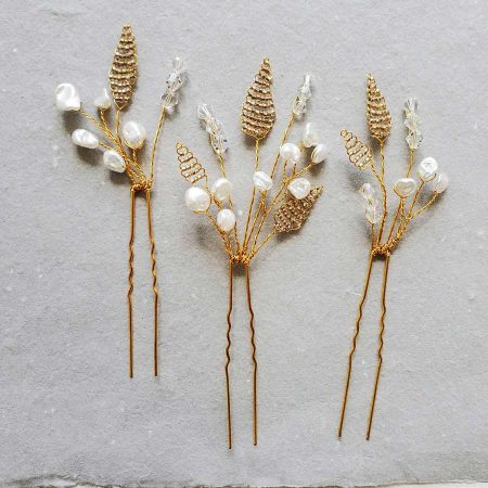 Pearl hair pin set by Carrie Whelan Designs