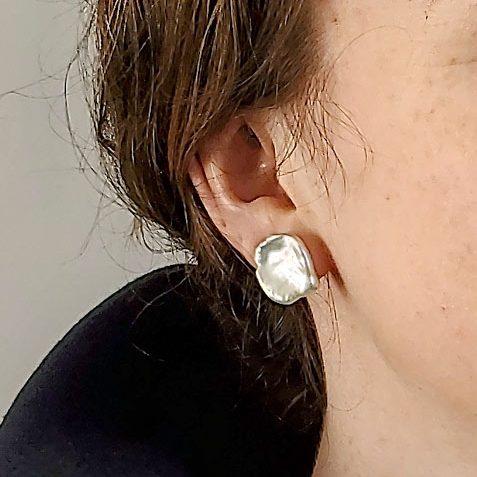 Keshi pearl stud earrings handmade by Carrie Whelan Designs