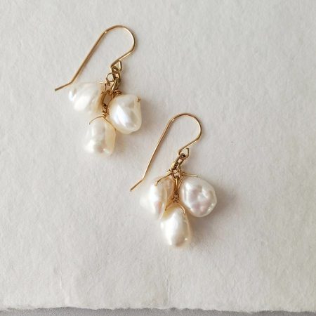 Handcrafted Short keshi pearl cluster earrings in 14kt gold by Carrie Whelan Designs