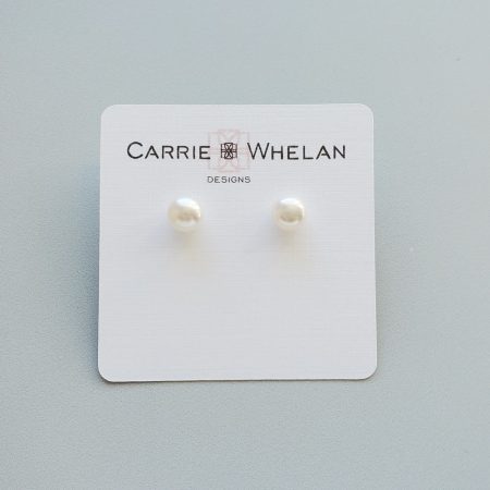 Dainty white freshwater pearl stud earrings by Carrie Whelan Designs