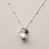 Gray pearl and iolite cluster pendant necklace handmade by Carrie Whelan Designs