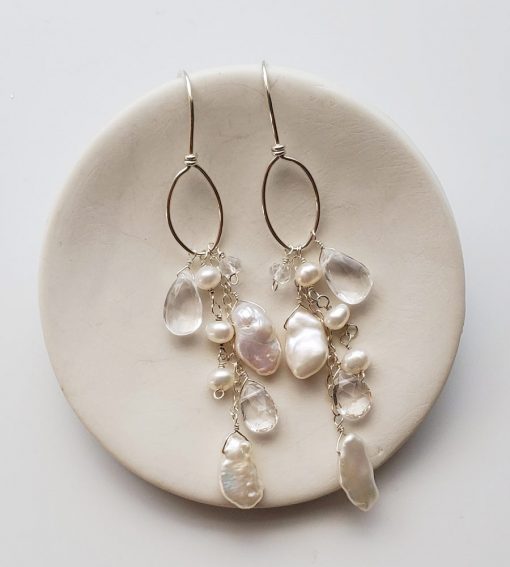 Boho chic bridal hoop earrings in sterling silver handmade Carrie Whelan Designs
