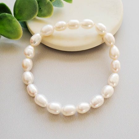 Stretch freshwater pearl bracelet, handmade jewelry by Carrie Whelan Designs