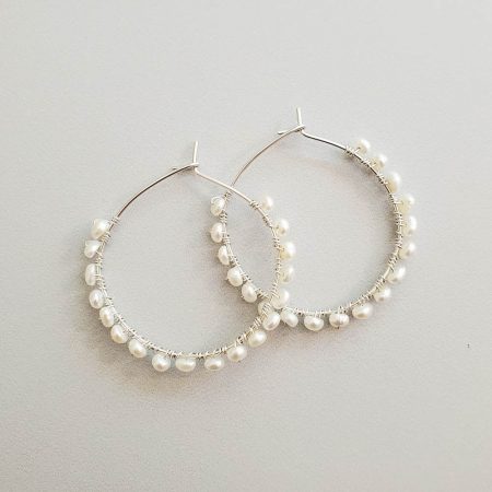 Freshwater pearl hoop earrings by Carrie Whelan Designs