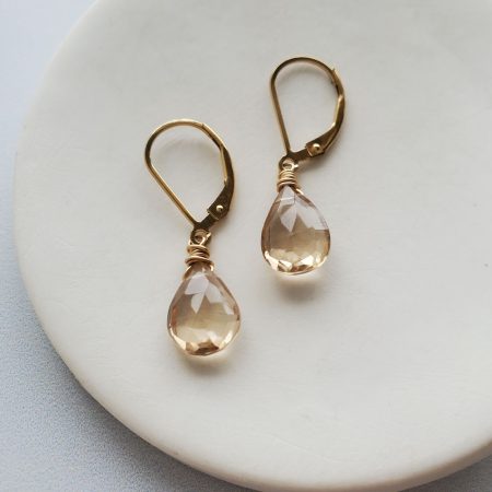 Champagne earrings in gold handcrafted by Carrie Whelan Designs