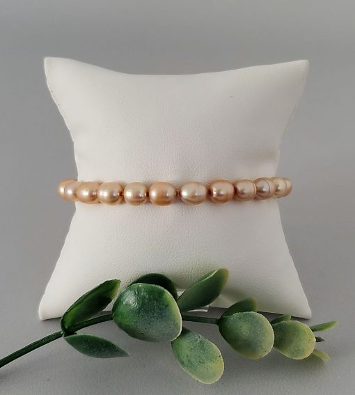 Champagne pearl stretch bracelet by Carrie whelan Designs