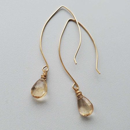 Champagne dangle earrings in gold handcrafted by Carrie Whelan Designs