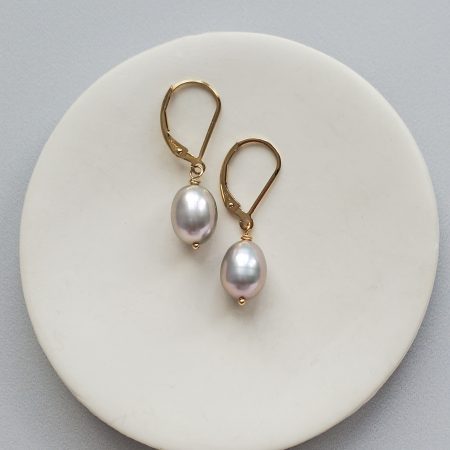 Gray freshwater pearl earrings in 14kt gold fill