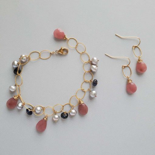 Rhodonite and pearl jewelry by Carrie Whelan Designs
