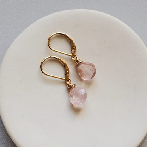 Rose quartz earrings in 14kt gold fill