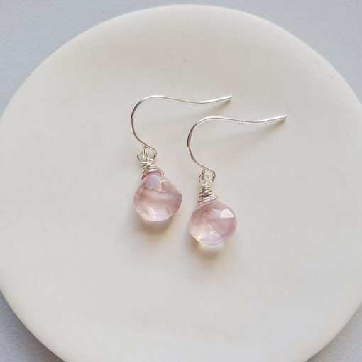 Rose quartz earrings in sterling silver