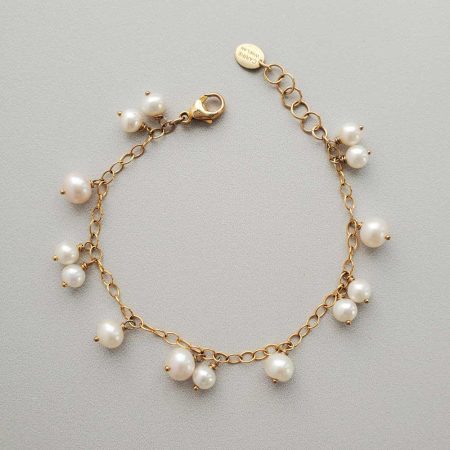 Freshwater pearl cluster bracelet in gold by Carrie Whelan Designs