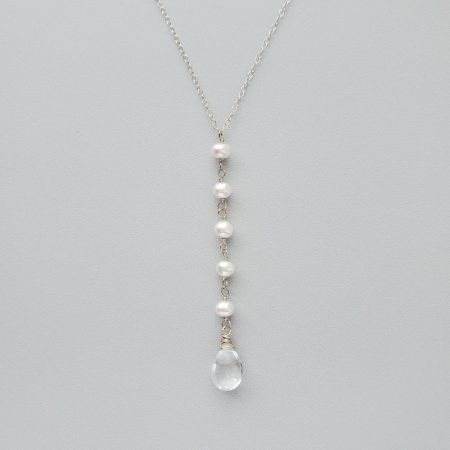 Freshwater pearl lariat necklace in sterling silver by Carrie Whelan Designs