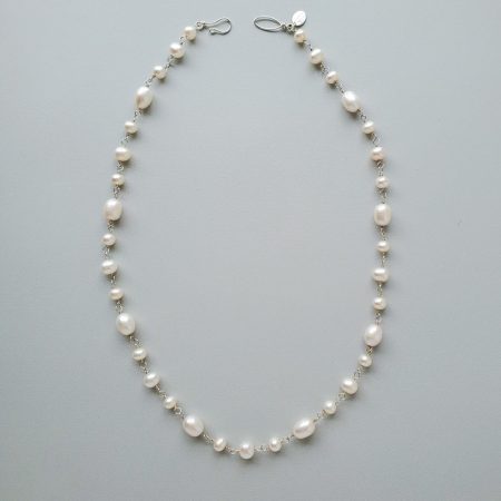 Freshwater pearl necklace in silver by Carrie Whelan Designs