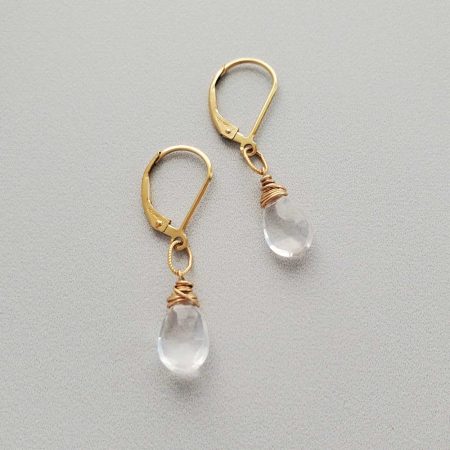Crystal quartz earrings in gold by Carrie Whelan Designs